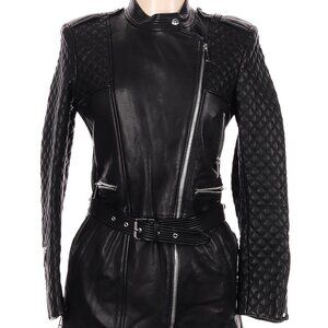 NWT Barbara Bui Black 100% Lambskin Belted Jacket Size 42 MSRP $2900
